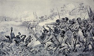 Godbys Brigade macht einen tapferen Stand, als sie von den Sikhs umzingelt wird, Schlacht von Chilianwala von Stanley L. (after) Wood