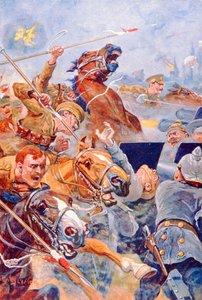 Der Angriff der 9. Lanzenreiter während des Rückzugs von Mons von Stanley L. (after) Wood