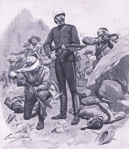 Oberst Buller am Inhlobane-Berg, März 1879, Illustration aus Britische Schlachten zu Land und zu Wasser, 1915