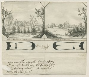 Mavesyn Ridware - Standort des Blythbury Priory: Indianertuschezeichnung, 1795
