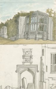 Tixall - Gotisches Fenster und heraldische Antiquitäten: Aquarell, undatiert [1762-1802] von Stebbing Shaw