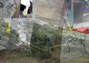 Surreale geschichtete Stadtlandschaft