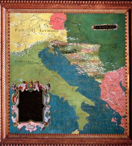 Italien und Jugoslawien (Slawische Länder) Karte von Stefano Bonsignori, um 1581. Florenz, Palazzo Vecchio, Sala del Mappamondo von Stefano Buonsignori