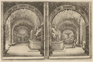 Eine Grotte aus zwei verschiedenen Blickwinkeln gesehen von Stefano della Bella
