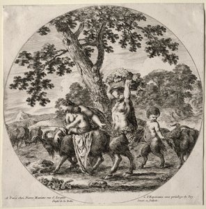 Eine Satyrfamilie auf Reisen von Stefano della Bella
