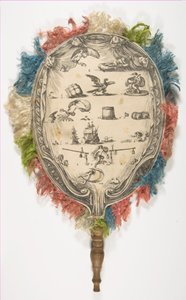Ein Fächer mit einem Rebus über Liebe auf der einen Seite und Glück auf der anderen, ca. 1639 von Stefano della Bella