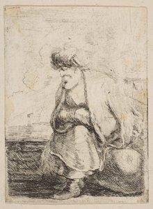 Ein alter Türke, der auf einem Stein sitzt, ca. 1662