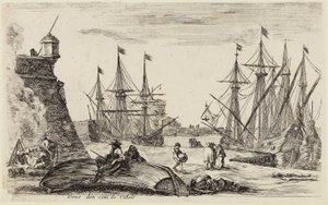 Ansichten von Seehäfen: Blick auf einen Winkel im Hafen von Calais von Stefano della Bella