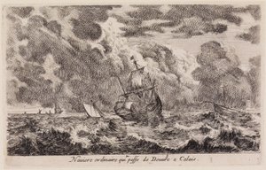 Ansichten von Seehäfen: Segelschiff, das von Dover nach Calais fährt von Stefano della Bella