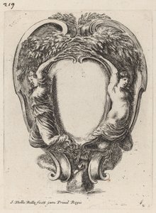 Kartusche mit zwei Nymphen, die sich in Bäume verwandeln von Stefano della Bella