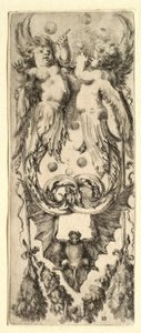 Putten, die Seifenblasen blasen, Fledermaus und Girlande von Stefano della Bella