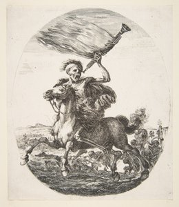 Tod zu Pferd mit einer Trompete, aus Die fünf Tode, ca. 1648