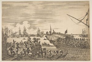 Abfahrt einer Galeere im Hafen von Livorno, aus Ansichten des Hafens von Livorno ..., 1654-55 von Stefano della Bella