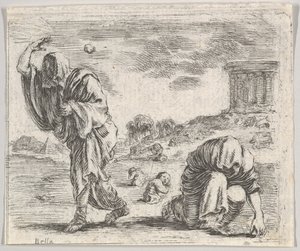 Deukalion und Pyrrha, aus dem Spiel der Mythologie, 1644 von Stefano della Bella