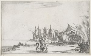 Drei Männer, die am Kai sprechen Maritime Darstellungen (Serientitel) Suite de huit marines (Serientitel)