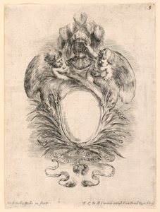 Wappen, Nr. 5 aus "Raccolta di varii cappriccii et nove inventioni di cartelle et ornamenti" von Stefano della Bella