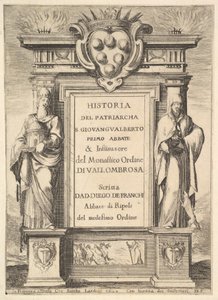 Frontispiz: ein Denkmal mit dem Medici-Wappen oben in der Mitte, Flammen von Stefano della Bella