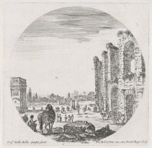 Landschaft mit dem Kolosseum und dem Konstantinsbogen (Landschaften und Ruinen in Rom) von Stefano della Bella