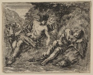 Merkur und Argus, aus dem Spiel der Mythologie, 1644 von Stefano della Bella