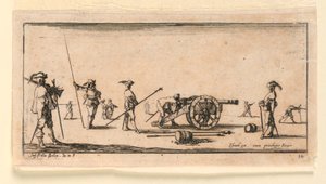 Platte 10, aus "Desseins de Queleques Conduites de Troupes, Canons, et Ataques de Villes" von Stefano della Bella