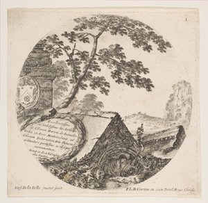 Tafel 1: Fragmente von antiken Denkmälern, aus Römische Landschaften und Ruinen Paysages..., ca. 1646