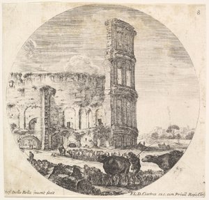 Das Kolosseum, zwei Herden werden zum Amphitheater geführt ..., ca. 1643-48 von Stefano della Bella