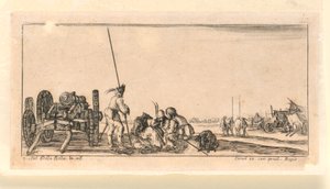 Platte 9, aus "Desseins de Queleques Conduites de Troupes, Canons, et Ataques de Villes" von Stefano della Bella