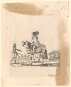 Reiter mit Mantel bei der Pferdedressur von Stefano della Bella