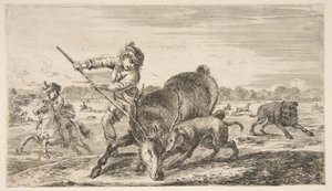 Hirsch in der Enge, aus Tierjagden Chasses à différents animaux, ca. 1654 von Stefano della Bella