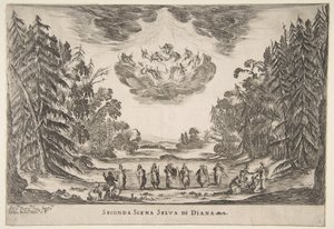 Die Hochzeit der Götter: Zweite Szene, Diana, 1637 von Stefano della Bella