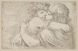 Zwei Kinder umarmen sich, ca. 1662