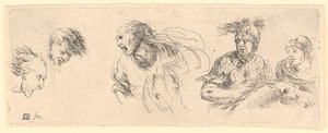 Verschiedene Kopfstudien und zwei Reiterstudien von Stefano della Bella