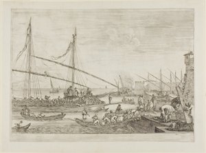 Ansicht der Befestigungen, aus Ansichten des Hafens von Livorno von Stefano della Bella