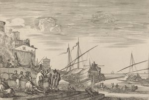 Ansicht mehrerer Häuser am Hafen, wahrscheinlich ca. 1654-1655 von Stefano della Bella