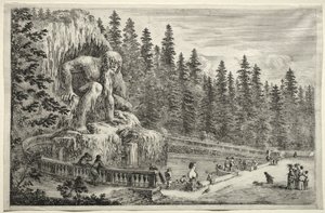 Ansichten der Villa von Pratolino: Kolossale Statue der Apenninen von Stefano della Bella