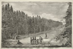 Ansichten der Villa von Pratolino: Die Promenade der Brunnen