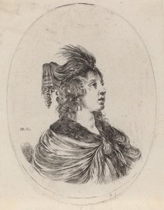 Frau mit gefiedertem Turban, nach rechts gewandt von Stefano della Bella