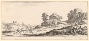 Zwei nach rechts galoppierende Reiter von Stefano della Bella