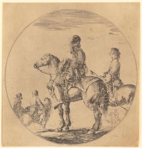 Zwei polnische Reiter nach links, der vordere in Rückenansicht von Stefano della Bella