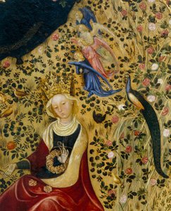 Heilige Katharina von Alexandria, umgeben von Engeln und einem Pfau (Detail der Madonna del Roseto) von Stefano di Giovanni da Verona