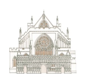 Die Westfassade der Kathedrale von Exeter, Devon (gezeichnet 2002) von Stephen Conlin