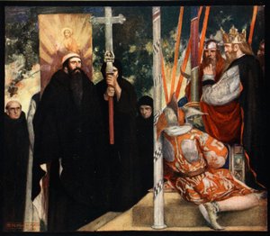 Empfang des Heiligen Augustinus durch Ethelbert, Illustration aus 