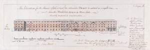 Entwurf für die Häuser auf beiden Seiten der geplanten Straße, die in einer geraden Linie vom Mansion-House nach More-Gate verlaufen soll, 1762 von Stephen Riou