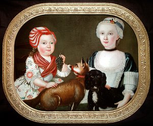 Porträt von zwei jungen Mädchen (Öl auf Leinwand)