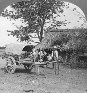 Dorfhaus aus Bambus und Blättern, Burma
