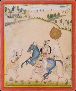Maharana Amar Singh II reitet ein Jodhpur-Pferd, ca. 1700-1710