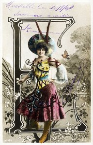 E: Constance Elise De Vere, französische Schauspielerin englischer Herkunft, geboren in Belgien - Théâtre Marigny, Paris - Alphabet in Postkarte