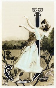 J: Lucette De Berny, Künstlerin aus der Belle Époque - Alphabet in Postkarte