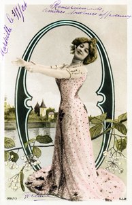 O: Agustina Otero Iglesias, alias Caroline Otero genannt La Belle Otero, Sängerin, Kabaretttänzerin und bedeutende Kurtisane der Belle Epoque - Alphabet auf Postkarte
