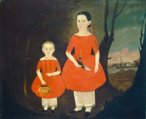 Schwestern in Rot, um 1840-1850
